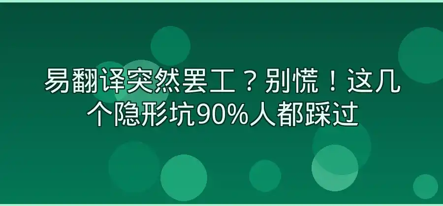 易翻译使用过程中出现异常，可以先检查哪些地方？-易翻译官网