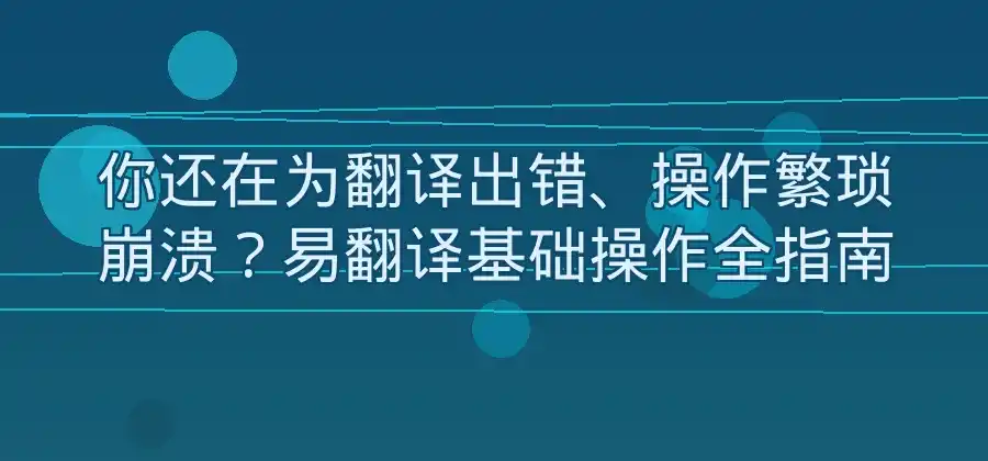 易翻译怎么进行文字翻译？基础操作详细介绍-易翻译官网